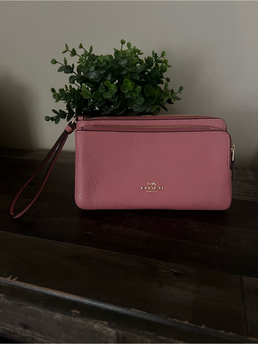 Coach Dusty Rose Pebbled Leather Wristlet